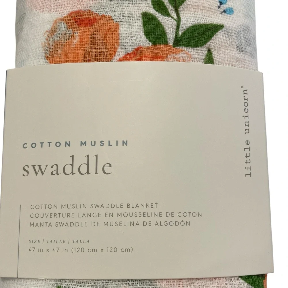 little unicorn Cotton Muslin Swaddle Blanket - Watercolor Roses